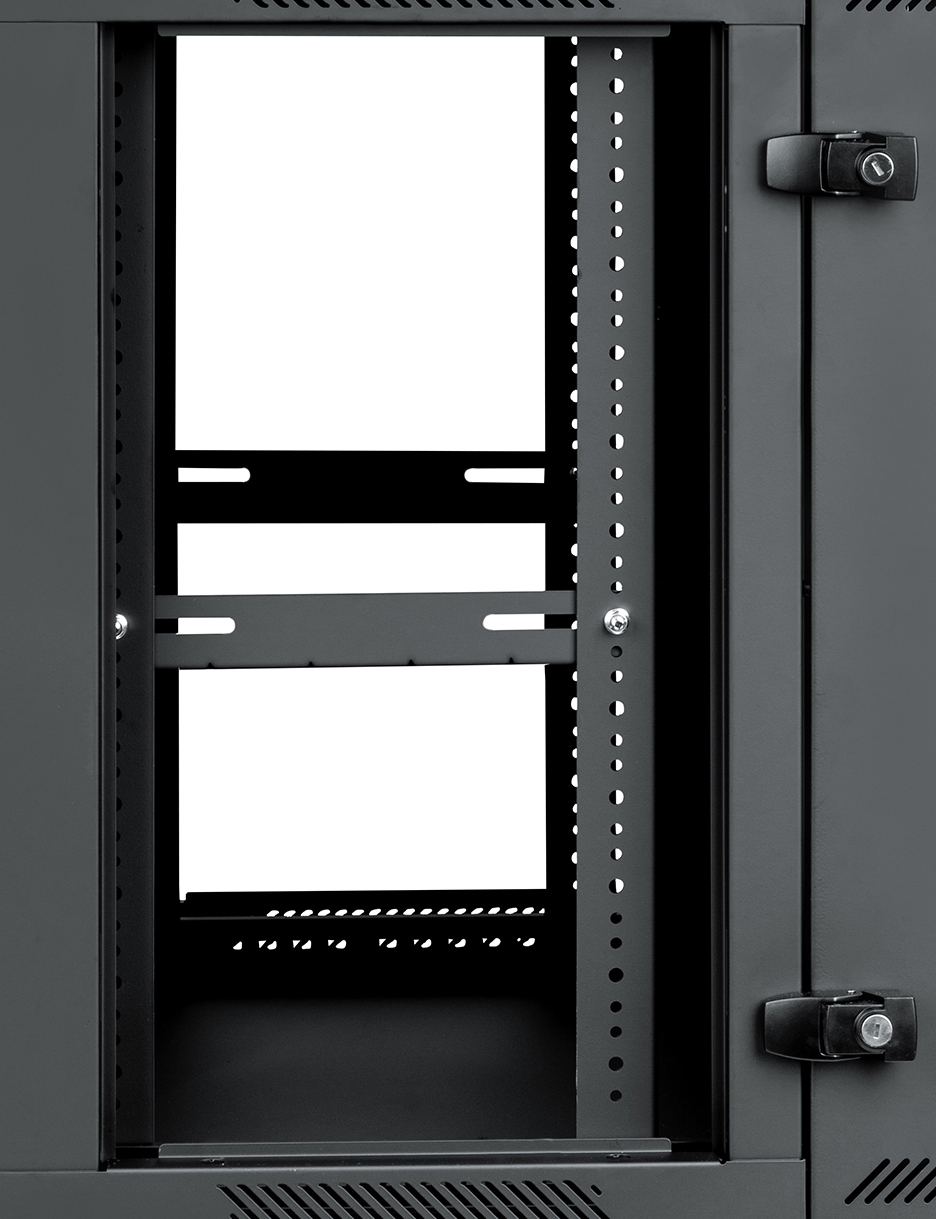 9U, 21″ Deep Sectional Wall Rack, Steel Door-GRW2009508