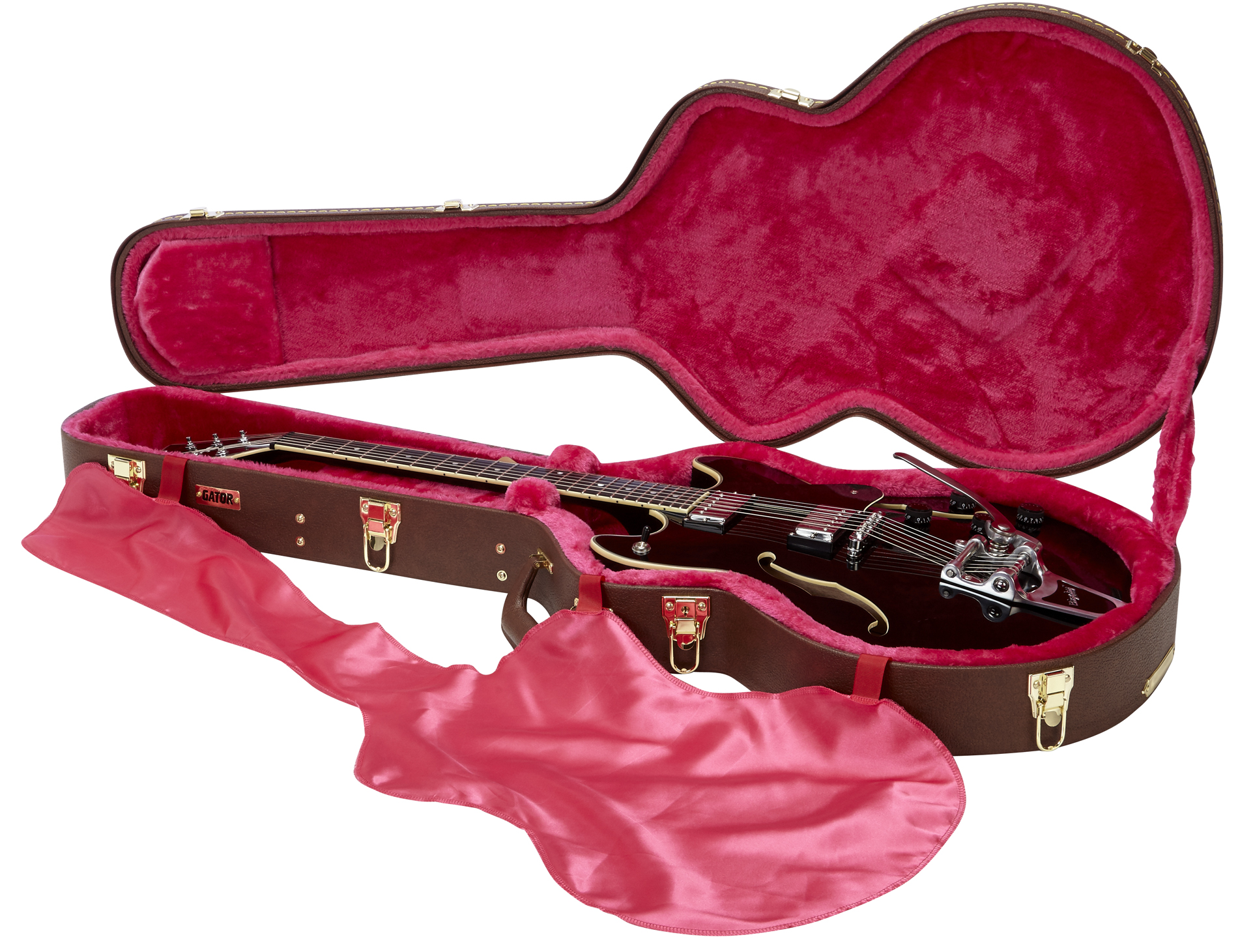 Semi-Hollow Guitar Deluxe Wood Case-GW-335-BROWN