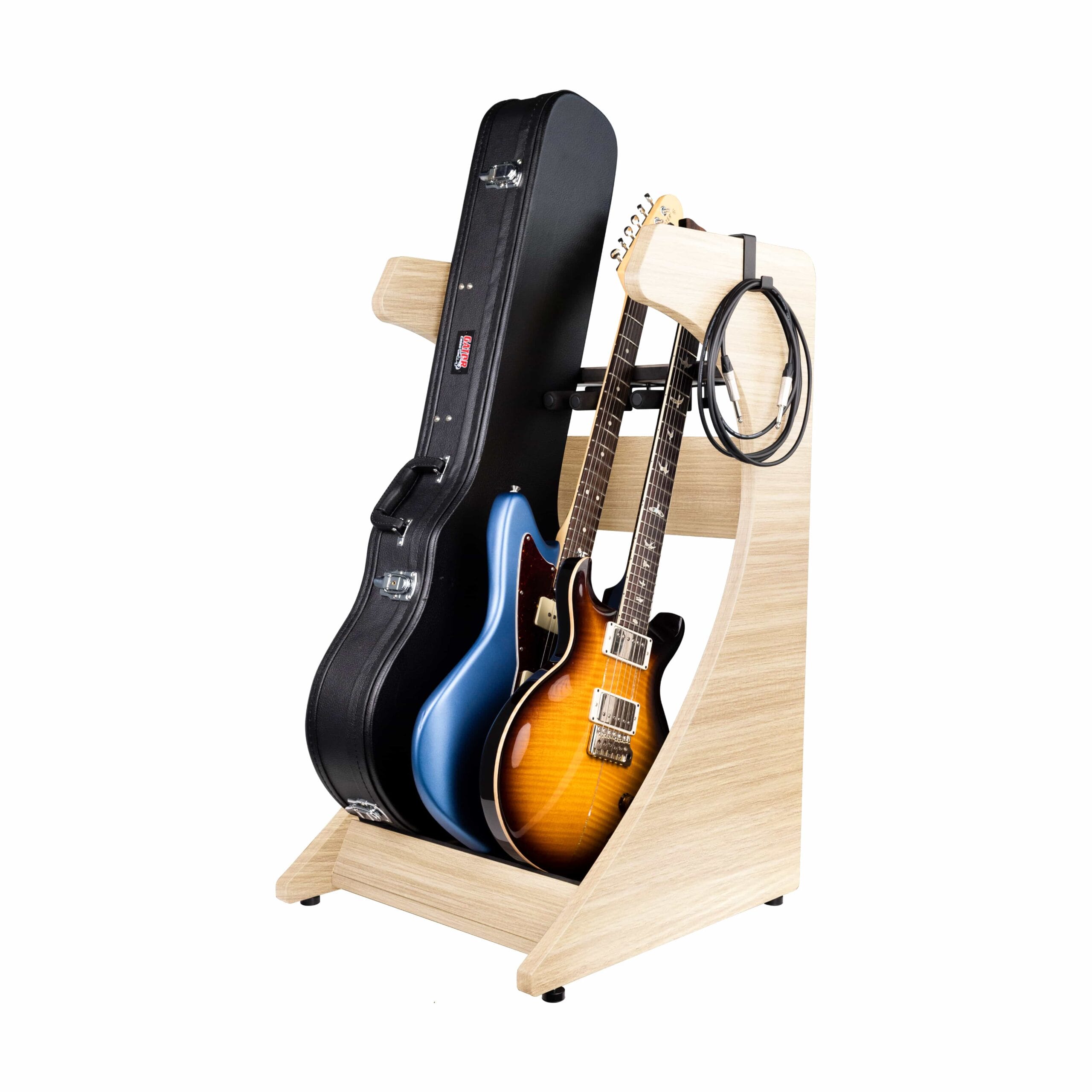 Elite Three Electric/Acoustic Guitar Rack – Maple-GFW-ELITEGTR3RK