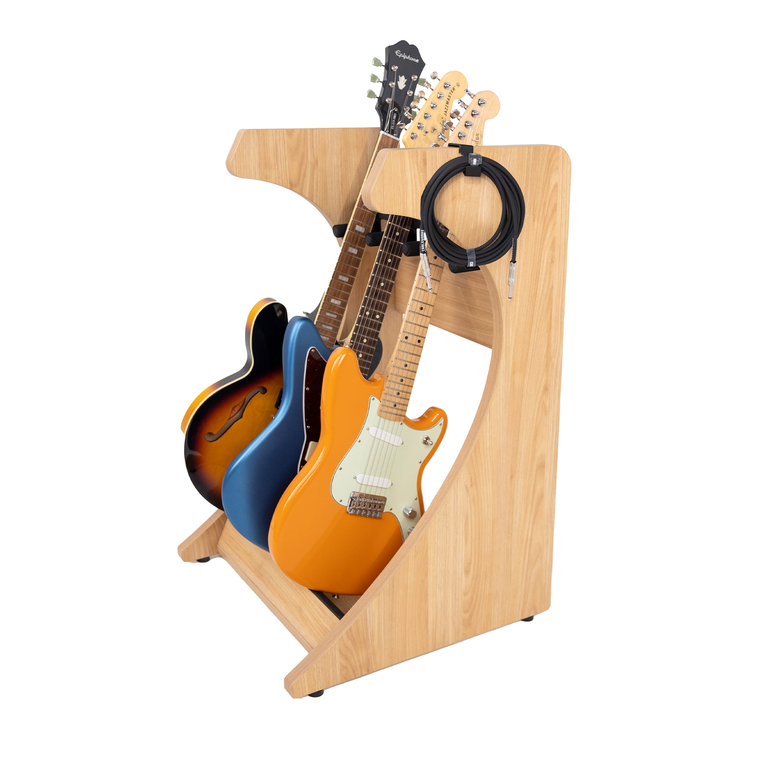 Elite Three Electric/Acoustic Guitar Rack – Maple-GFW-ELITEGTR3RK